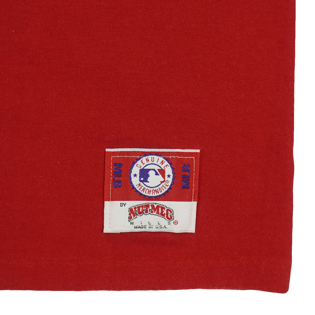 MLB (Nutmeg) - Cincinnati Reds Baseball Single Stitch T-Shirt 1990s Large Vintage Retro Baseball