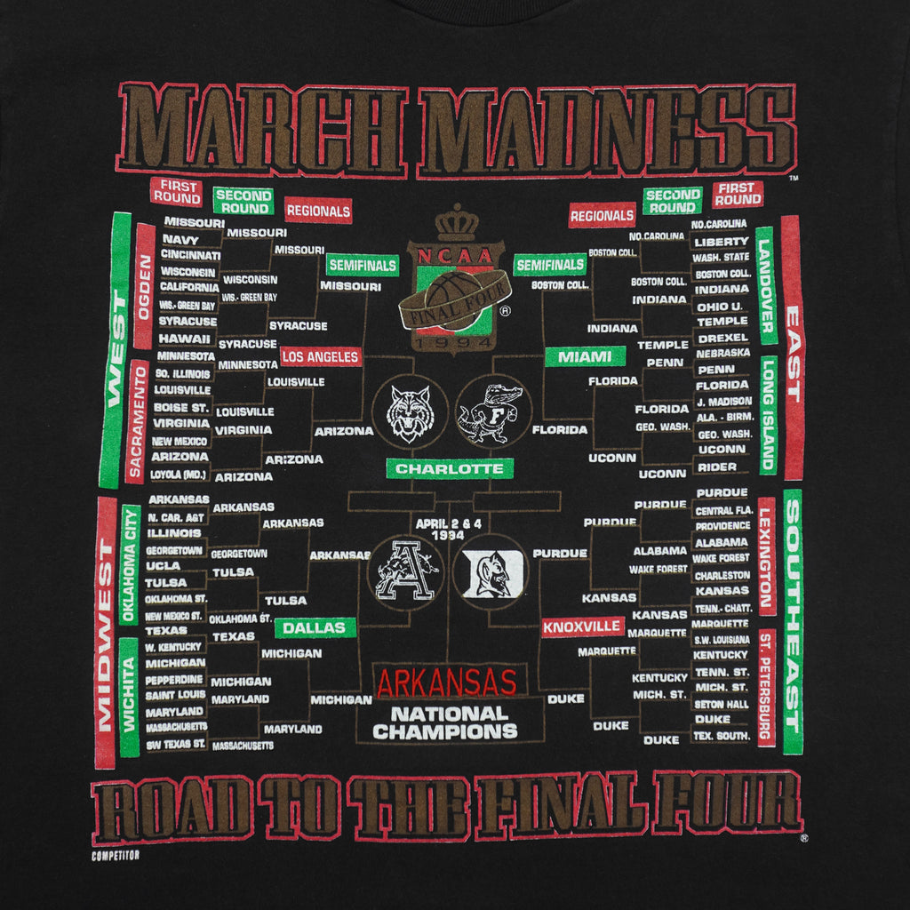 NCAA (Competitor) - March Madness Final Four Arkansas Champions T-Shirt 1994 Large Vintage Retro