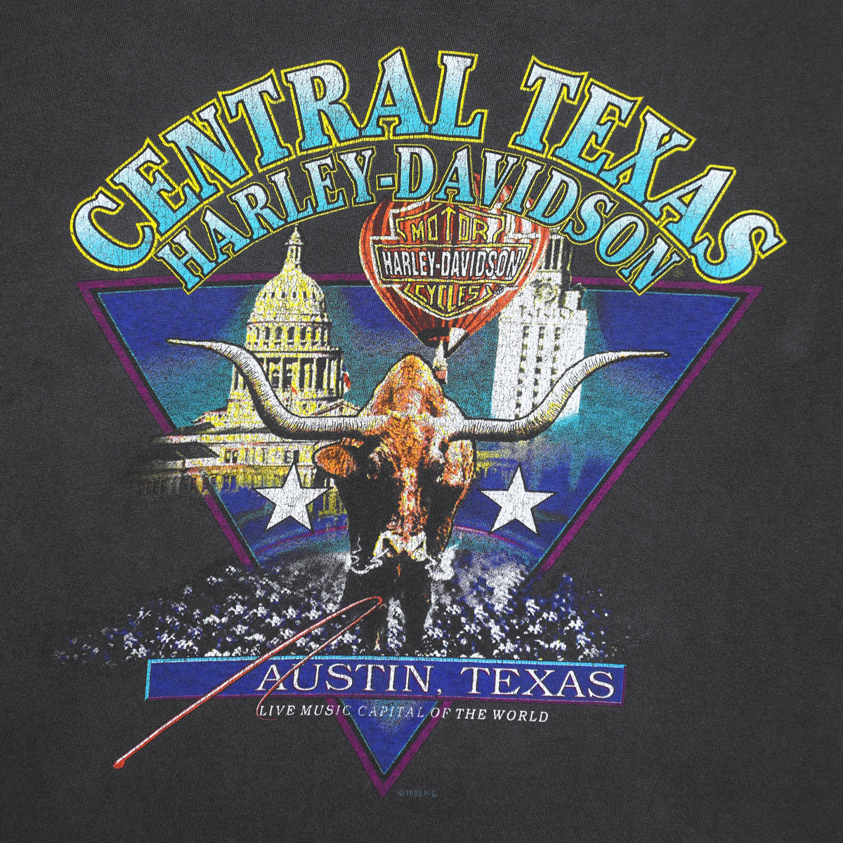 Harley Davidson - Central Texas T-Shirt 1995 X-Large Vintage Retro