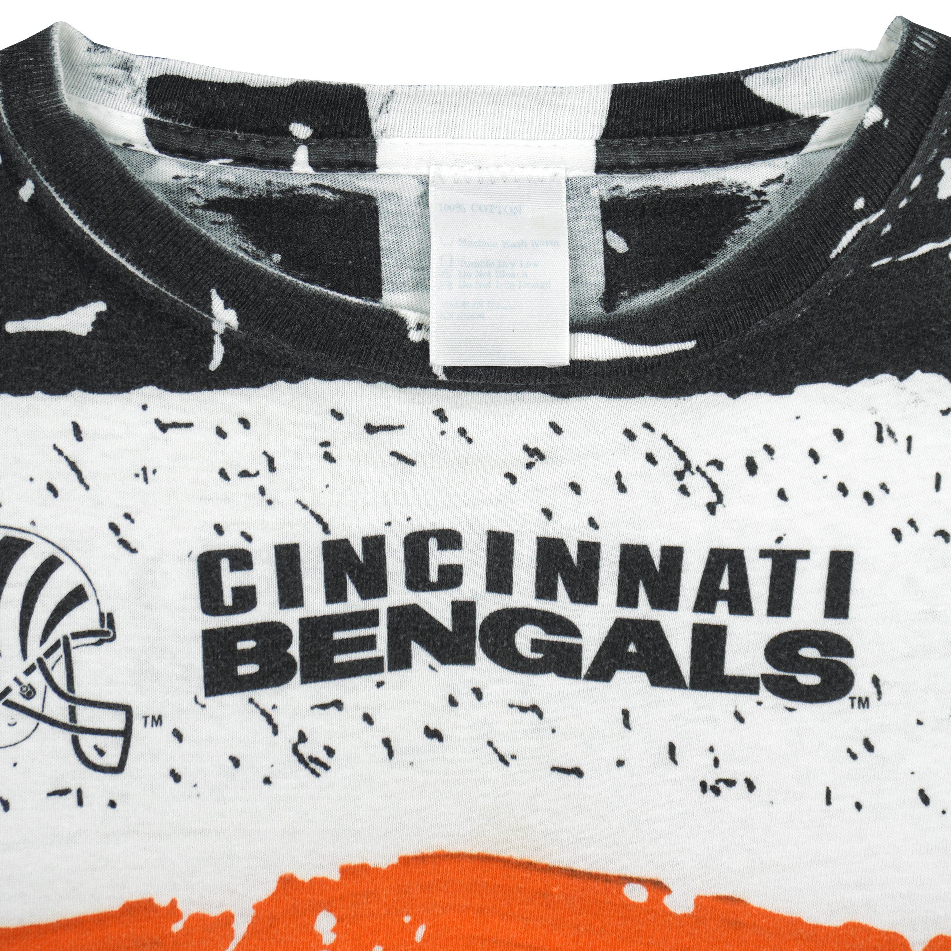 NFL - Cincinnati Bengals All Over Print T-Shirt 1990s X-Large Vintage Retro Football