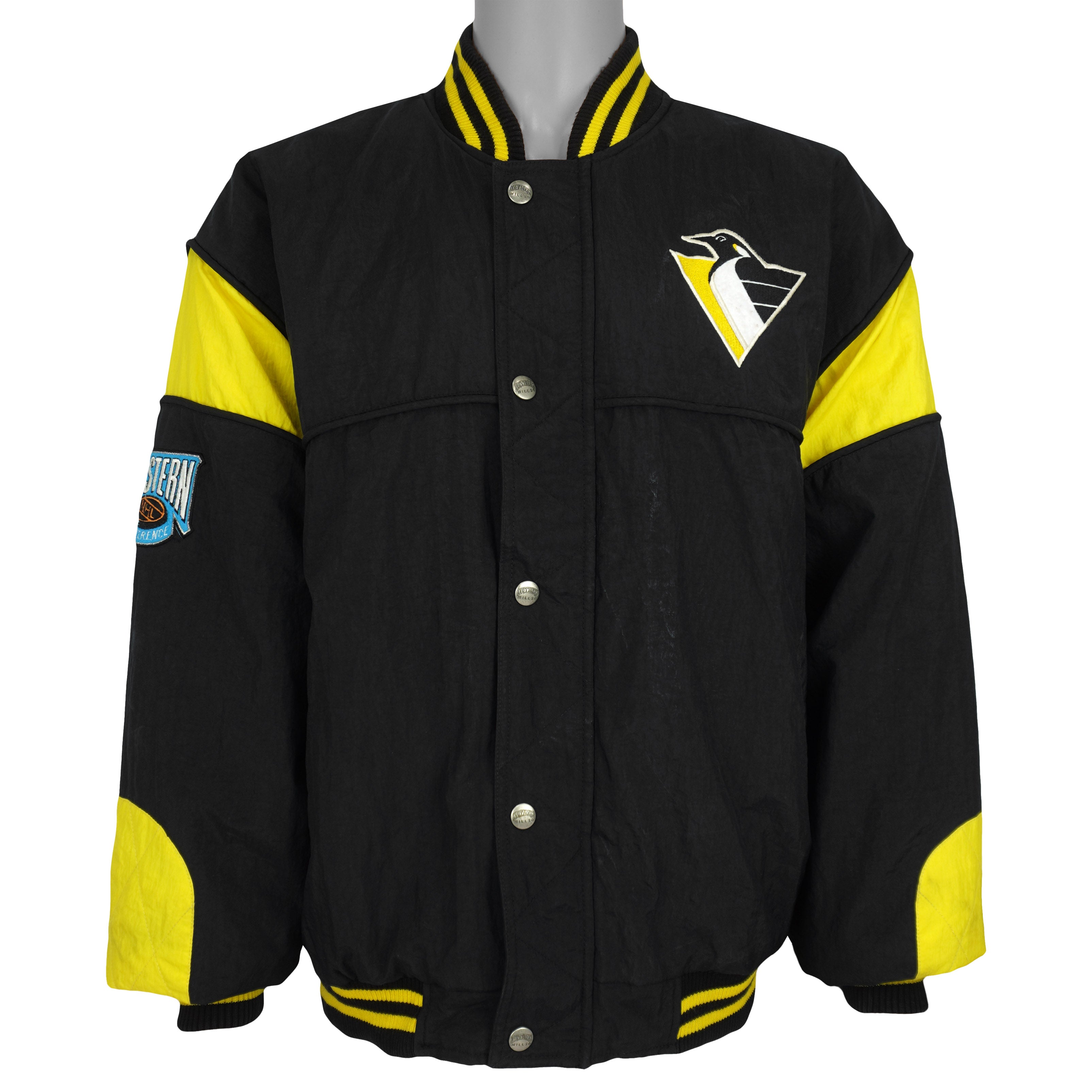 NHL (Nutmeg) - Pittsburgh Penguins Puffer Jacket 1990s Large Vintage Retro Hockey
