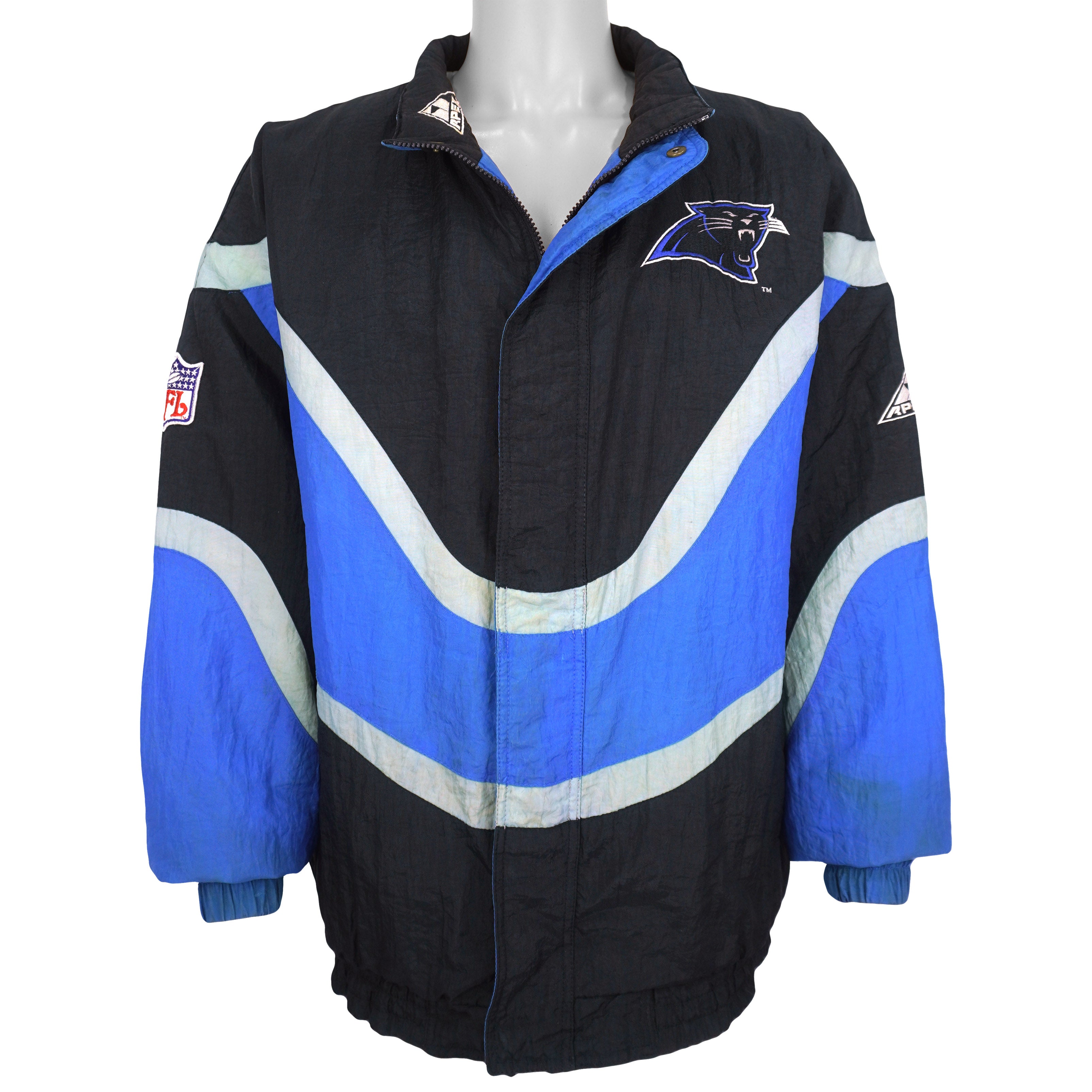 NFL (Apex One) - Carolina Panthers Puffer Pullover 1990s Large Vintage Retro Football