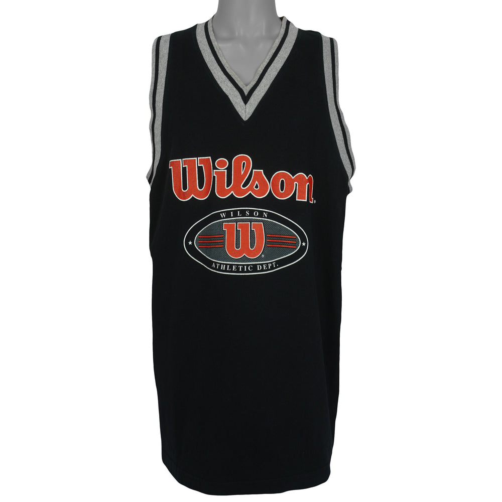 Wilson - Black Sleeveless Shirt 1990s X-Large Vintage Retro