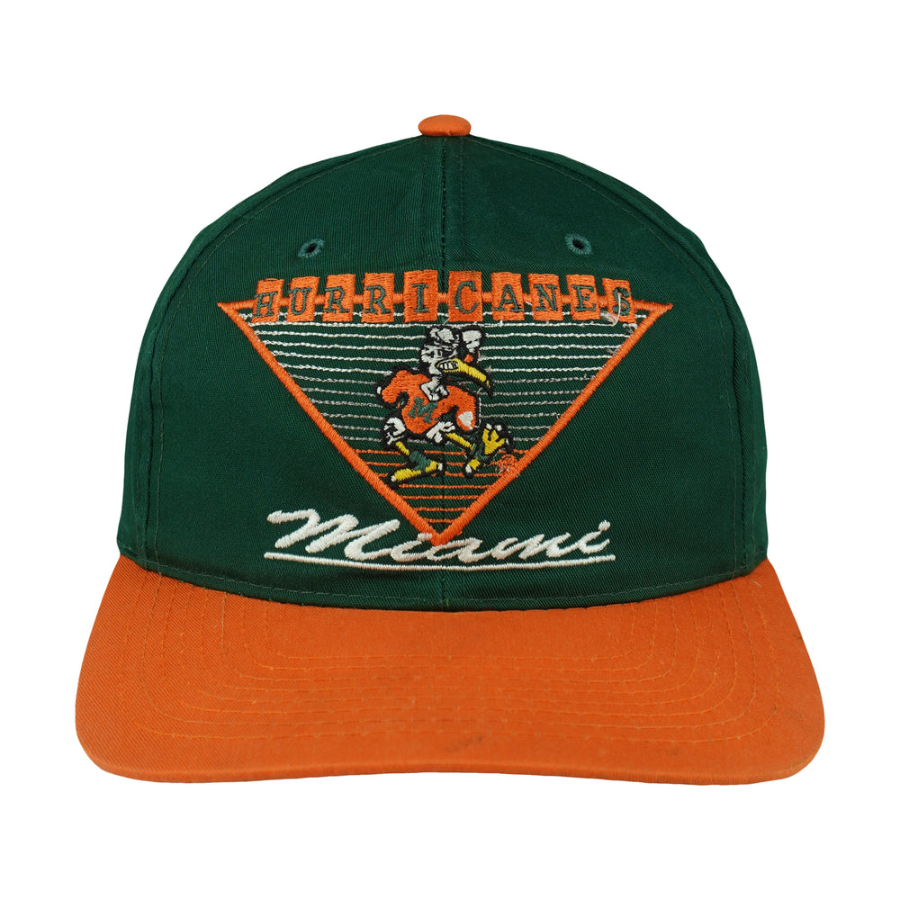 Green and orange Annco Miami Hurricanes snapback front view
