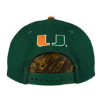Miami Hurricanes snapback rear split U logo and adjustable closure