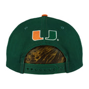 Miami Hurricanes snapback rear split U logo and adjustable closure
