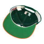 Miami Hurricanes snapback interior and green underbill