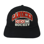 NHL (CCM) - Black Vancouver Canucks Snapback Hat 1990s OSFA Vintage Retro Hockey