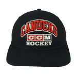 NHL (CCM) - Black Vancouver Canucks Snapback Hat 1990s OSFA Vintage Retro Hockey