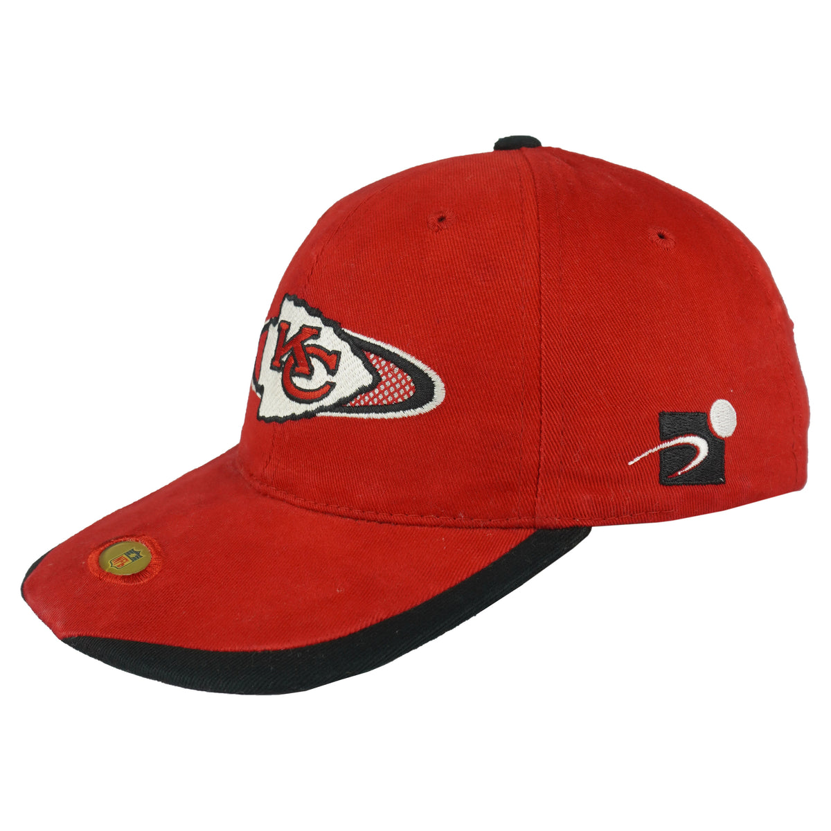 Angled red crown with Sports Specialties side embroidery
