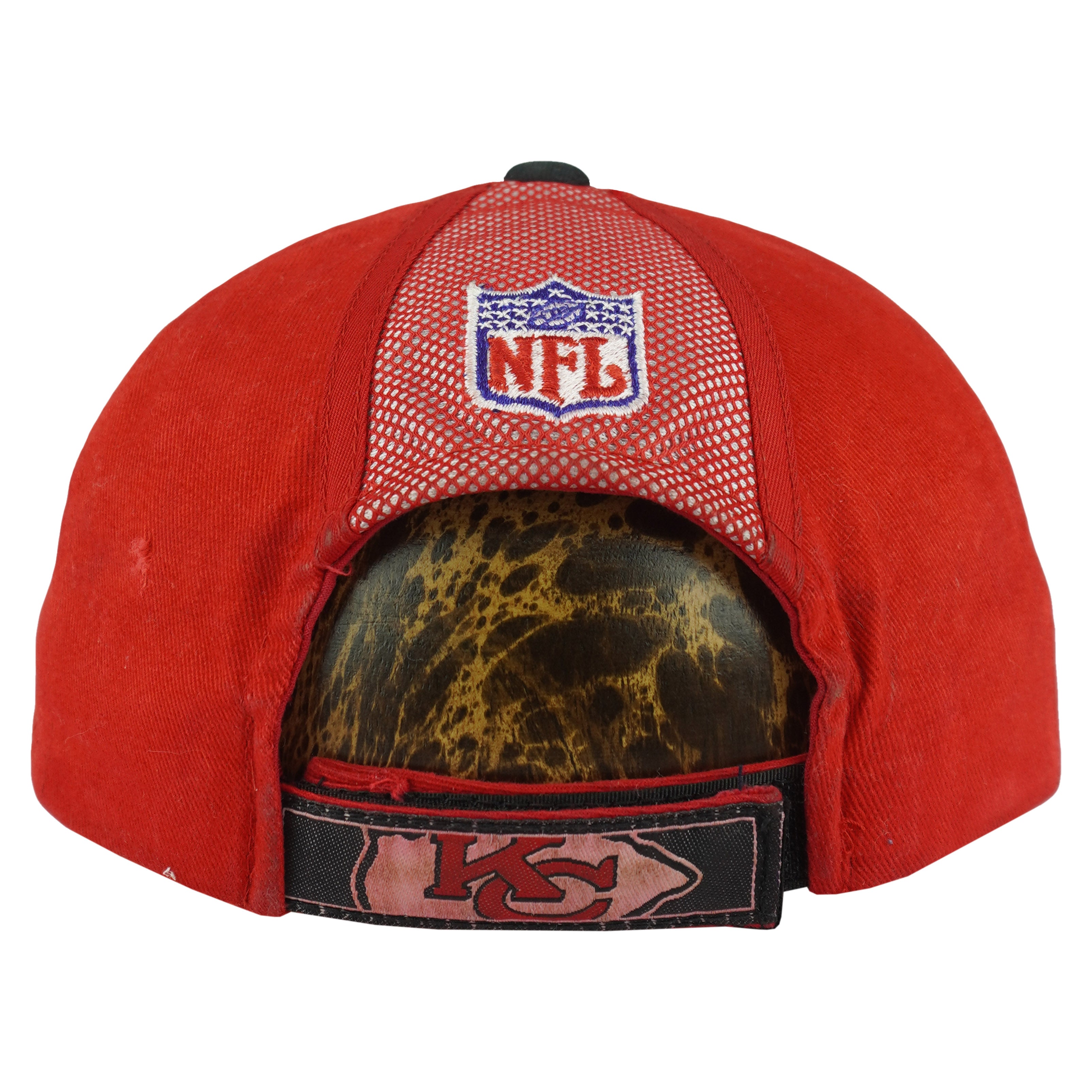 Rear NFL embroidery above the adjustable red strap