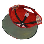 Interior labels and visible discoloration under the hat brim