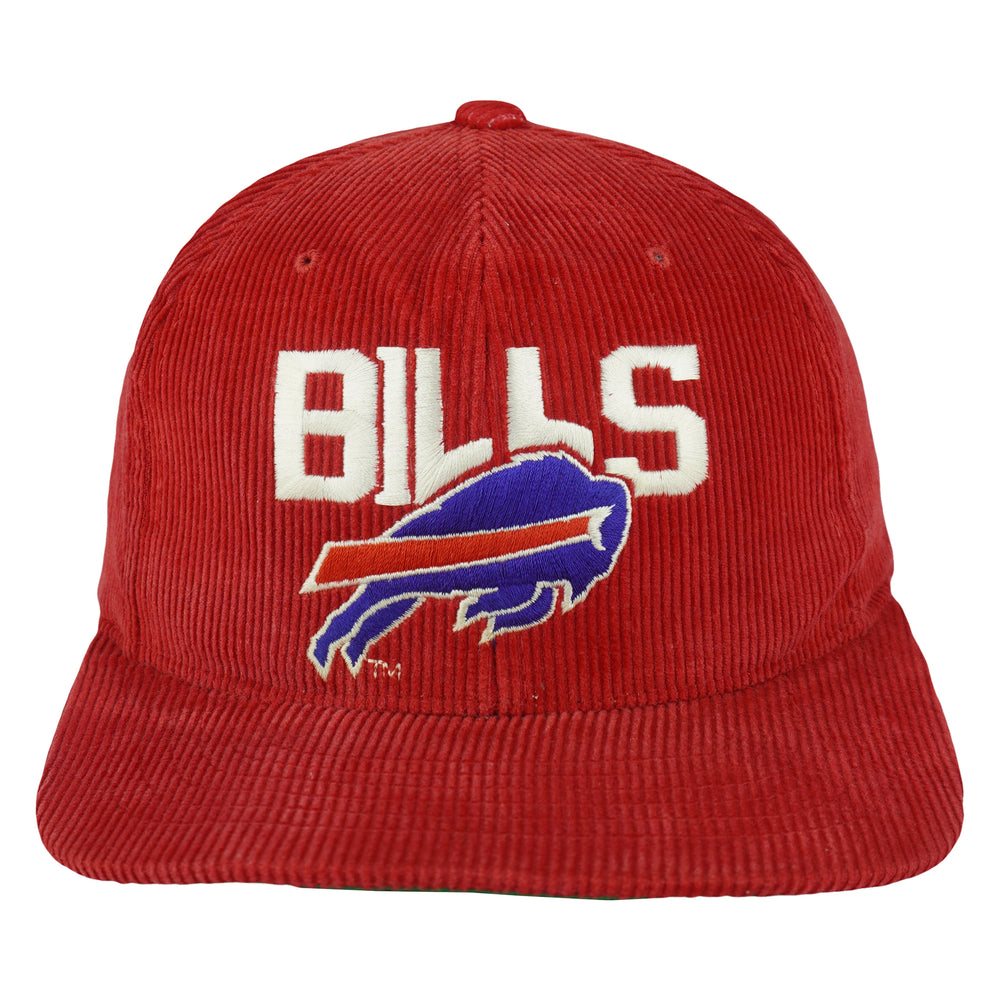NFL (New Era) - Red Buffalo Bills Corduroy Snapback Hat 1990s OSFA Vintage Retro Football