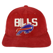 NFL (New Era) - Red Buffalo Bills Corduroy Snapback Hat 1990s OSFA Vintage Retro Football