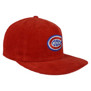 NHL - Montreal Canadiens Corduroy Snapback Hat 1990s OSFA Vintage Retro Hockey