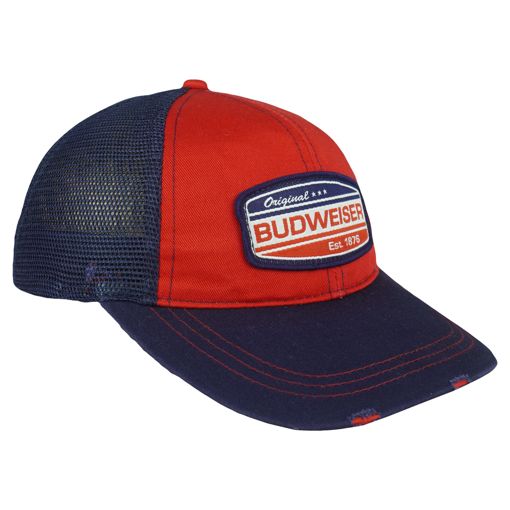 Budweiser - Original Budweiser Spell-Out Trucker Hat 1990s OSFA Vintage Retro