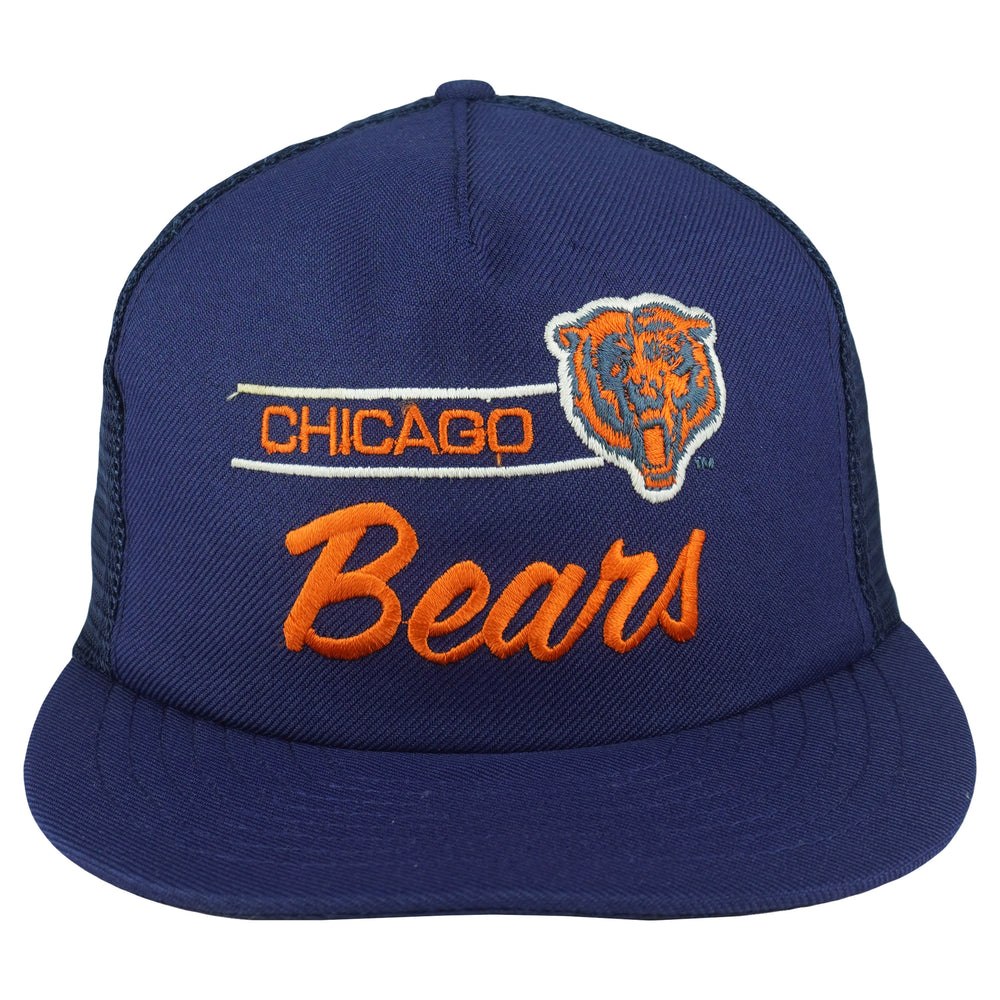 Navy Bears trucker hat with orange lettering and bear-head embroidery