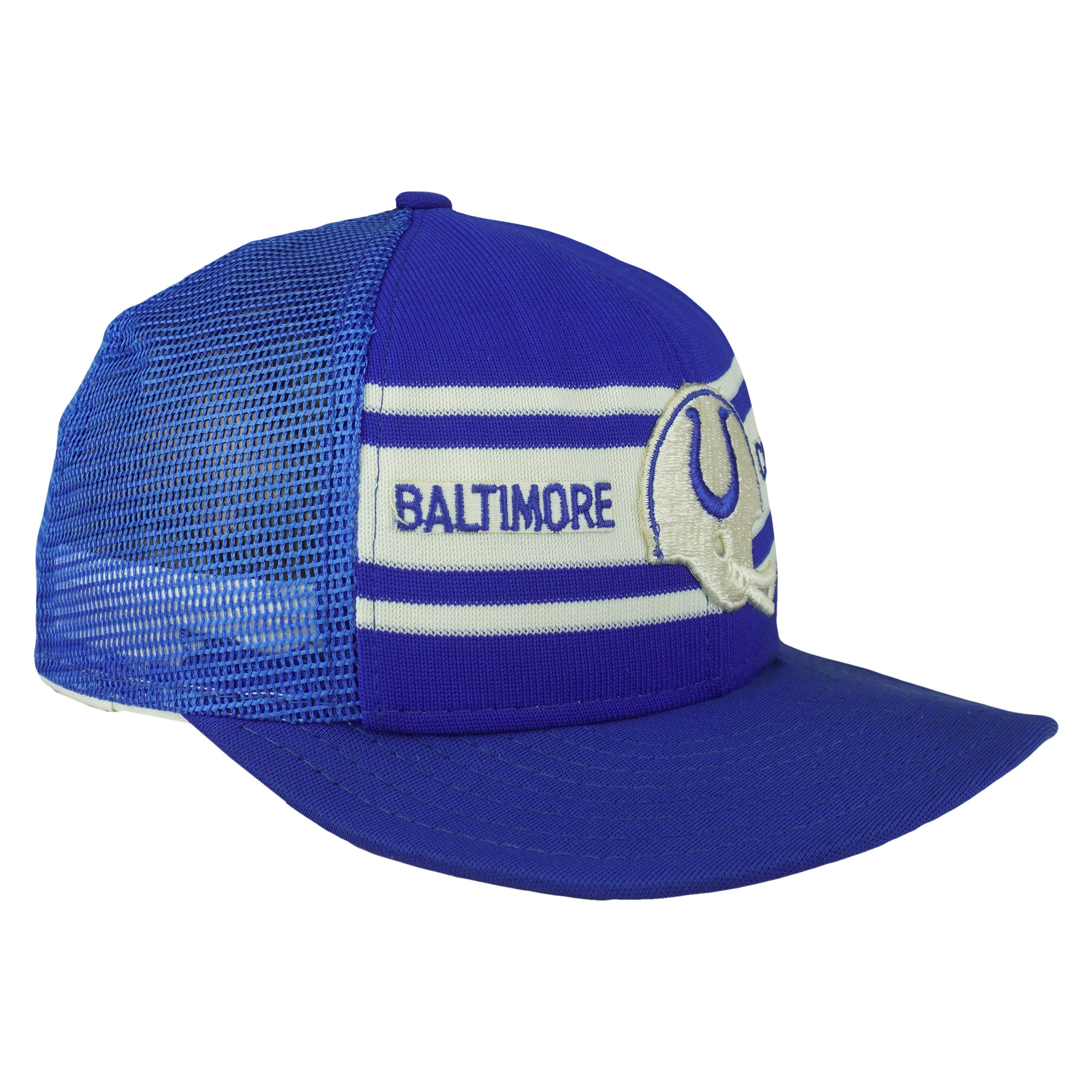 Vintage CFL (AJD) - Baltimore Colts Trucker Hat 1980s OSFA in white and blue