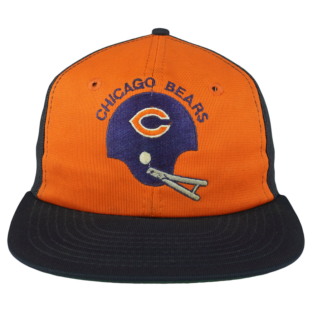 Orange Chicago Bears hat with embroidered helmet and team lettering