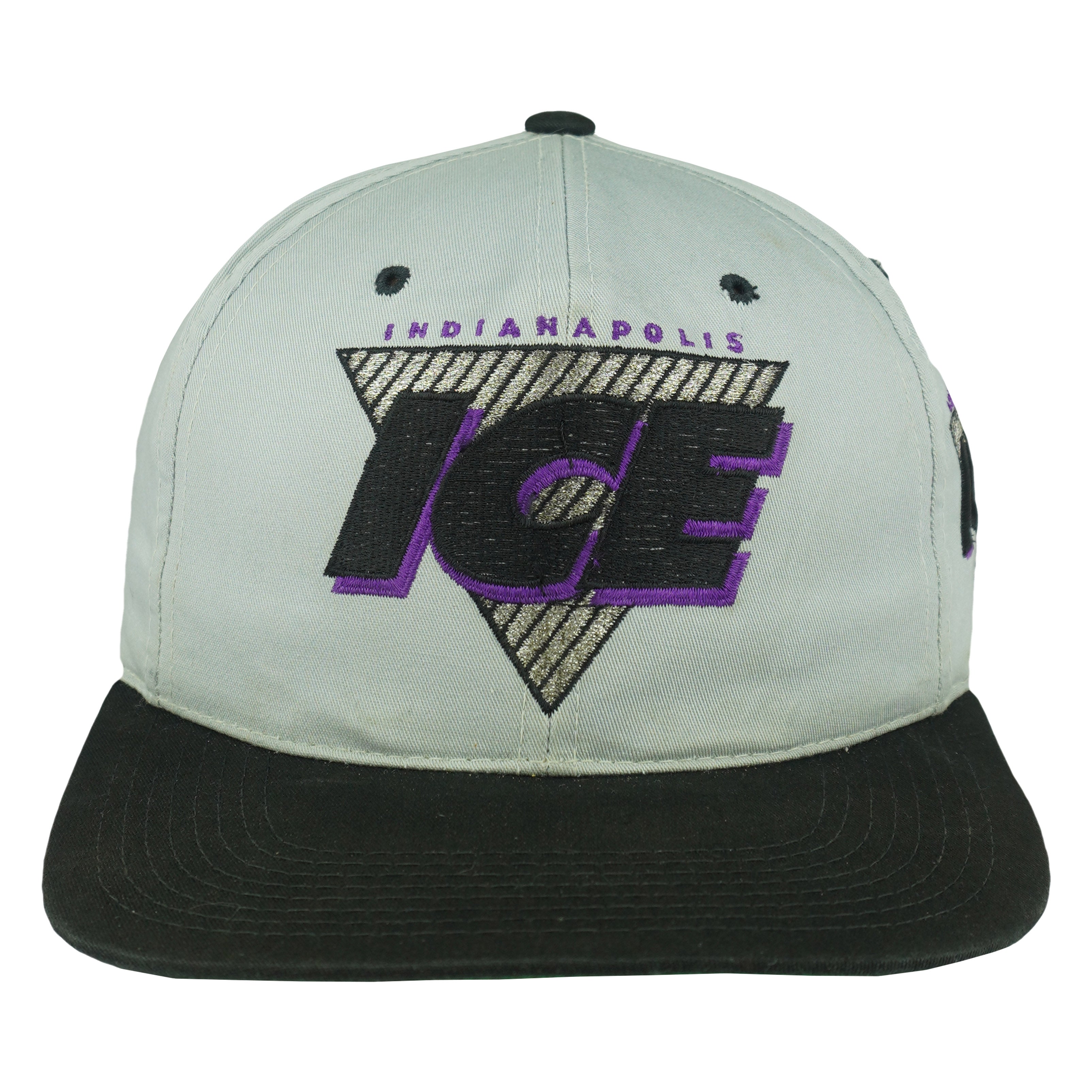 Vintage NHL (G Cap) - Indianapolis Ice IHL Snapback Hat 1990s OSFA in gray