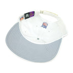 Interior white sweatband and gray underside of the hat brim