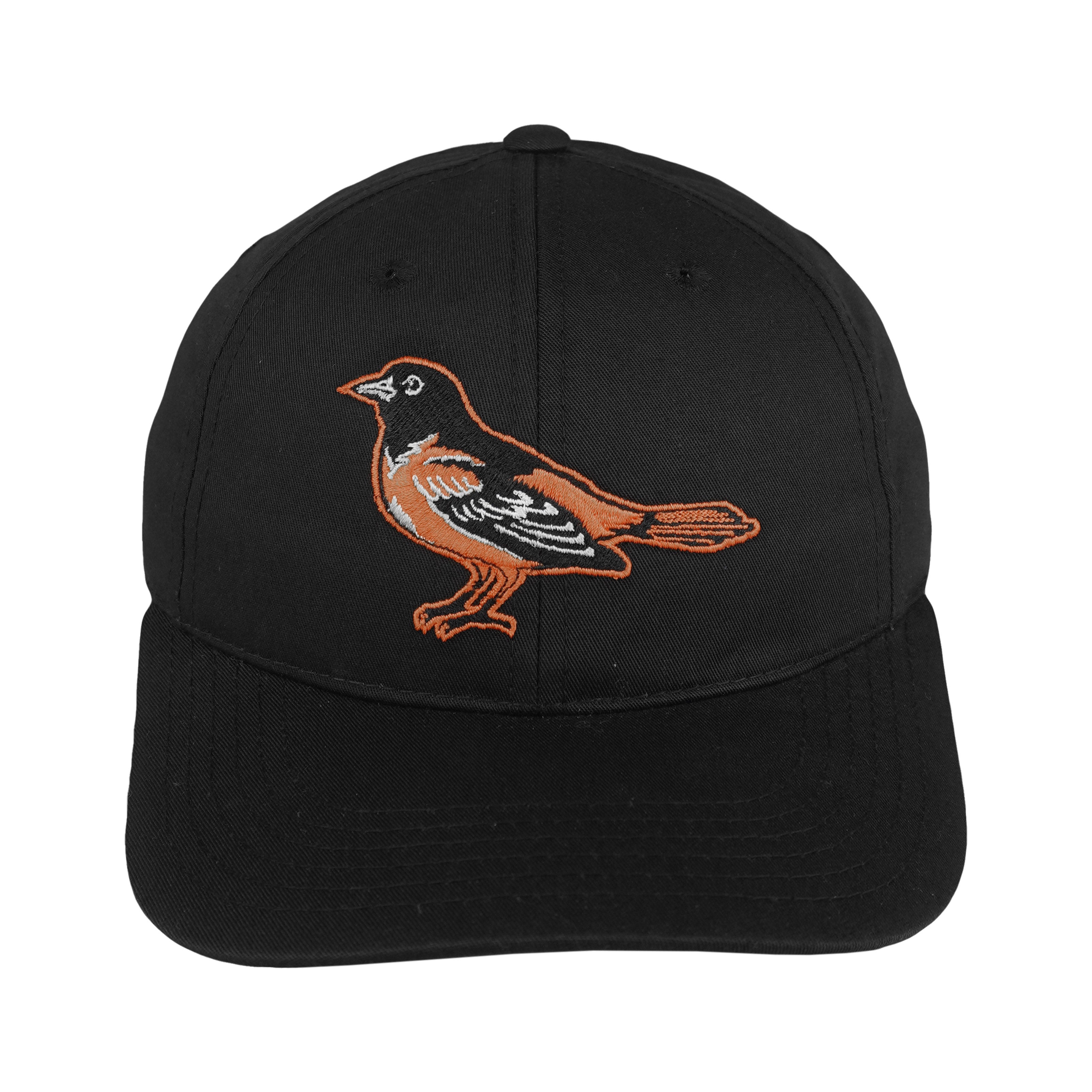 Black kids Orioles snapback hat with embroidered bird logo