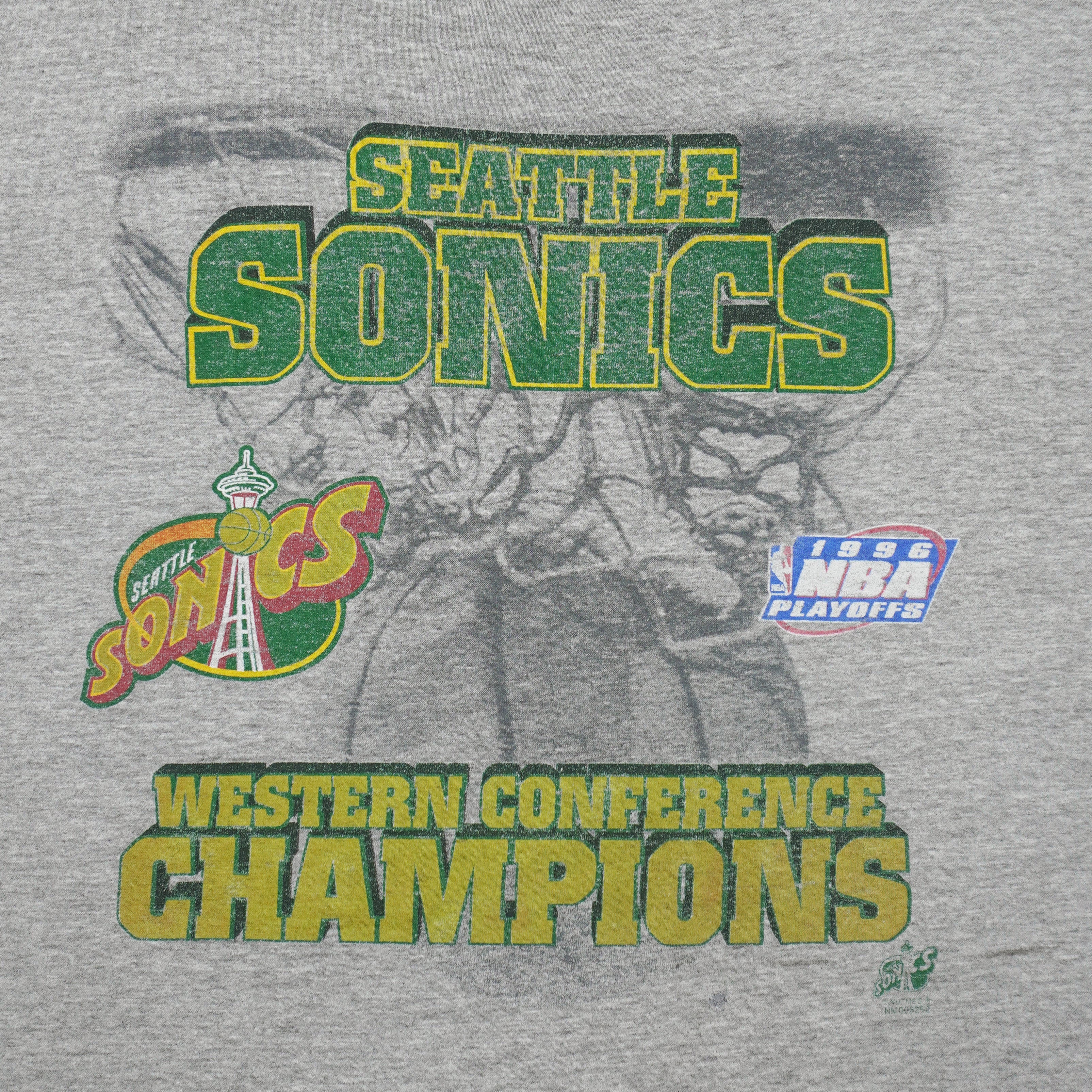 Vintage NBA (Lee) - Seattle SuperSonics Conference Champions T-Shirt 1996 Large in gray