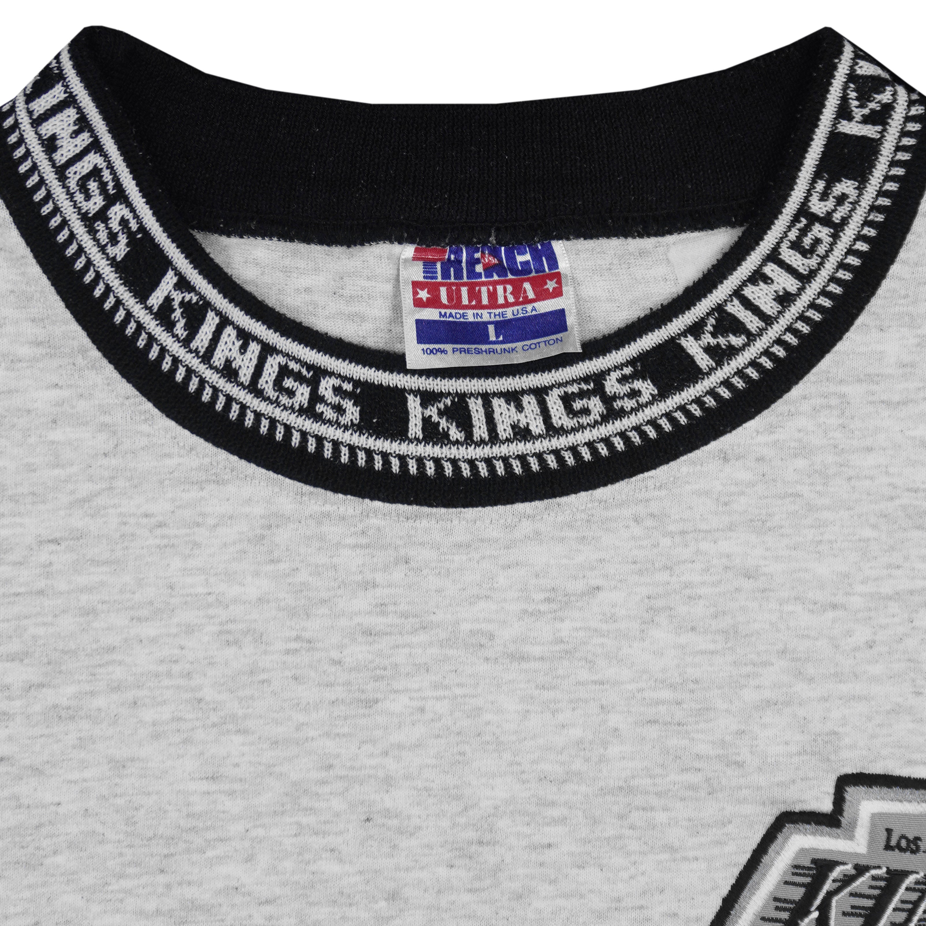 NHL (Trench) - Los Angeles Kings Embroidered T-Shirt 1990s Large Vintage Retro Hockey