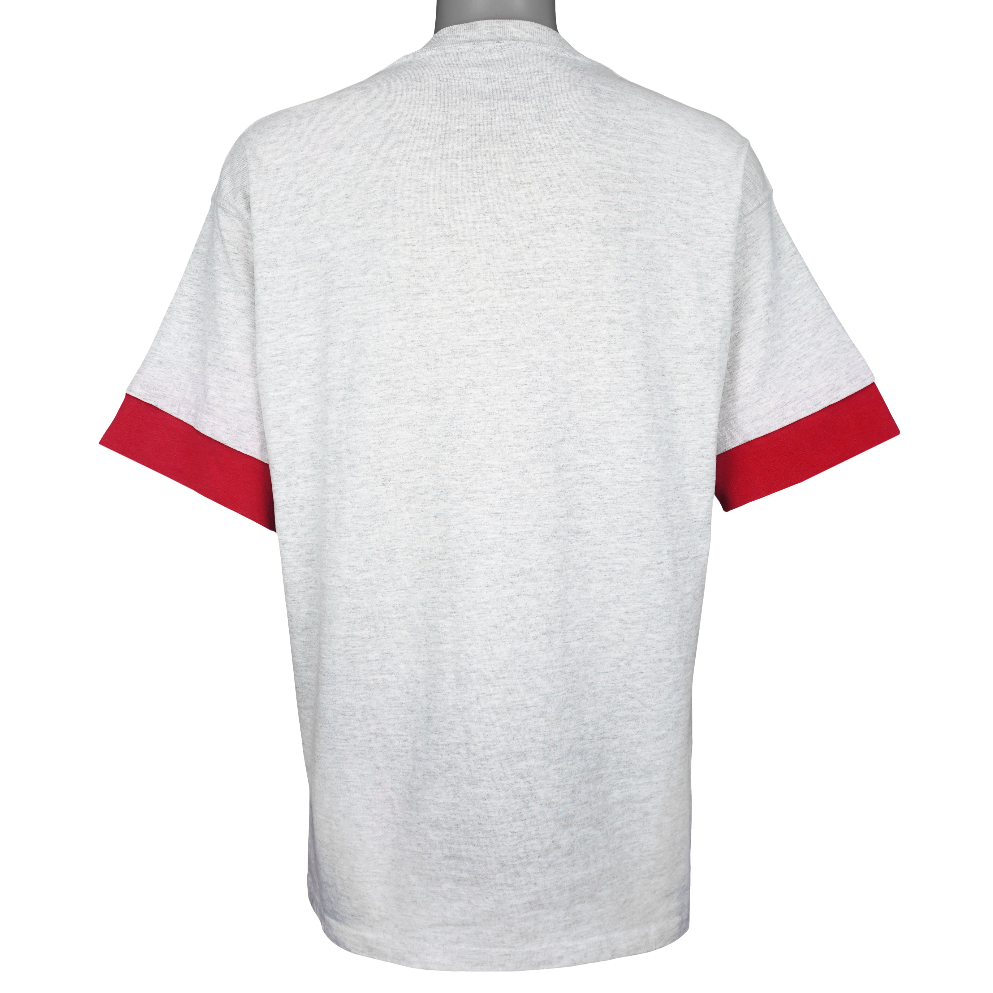 Light gray Louisiana Tech Bulldogs T-shirt with red cuffs back view