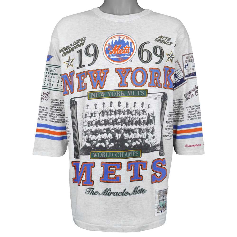 Gray Mets Cooperstown jersey with 1969 World Champions front graphics