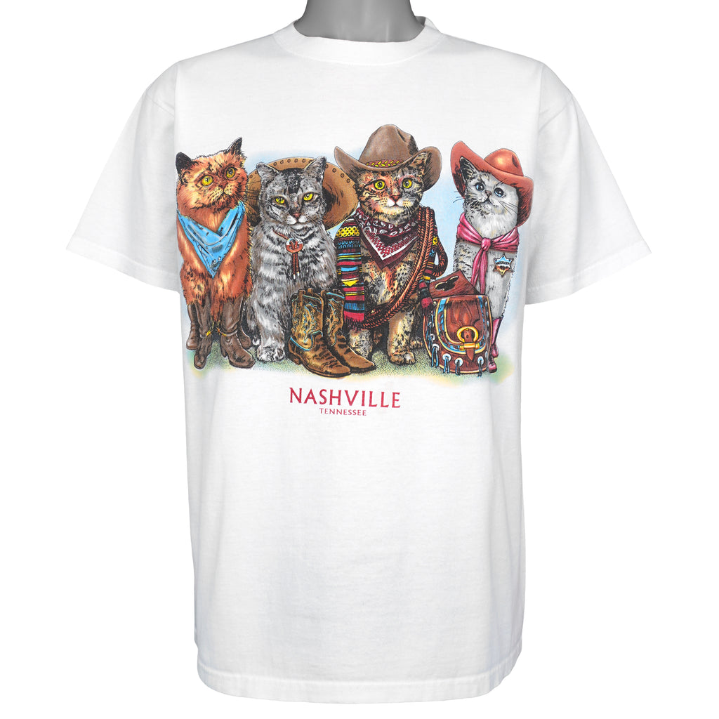 Vintage (Anvil) - Cowboy Cats Nashville Tennessee T-Shirt 1980s Large Vintage Retro