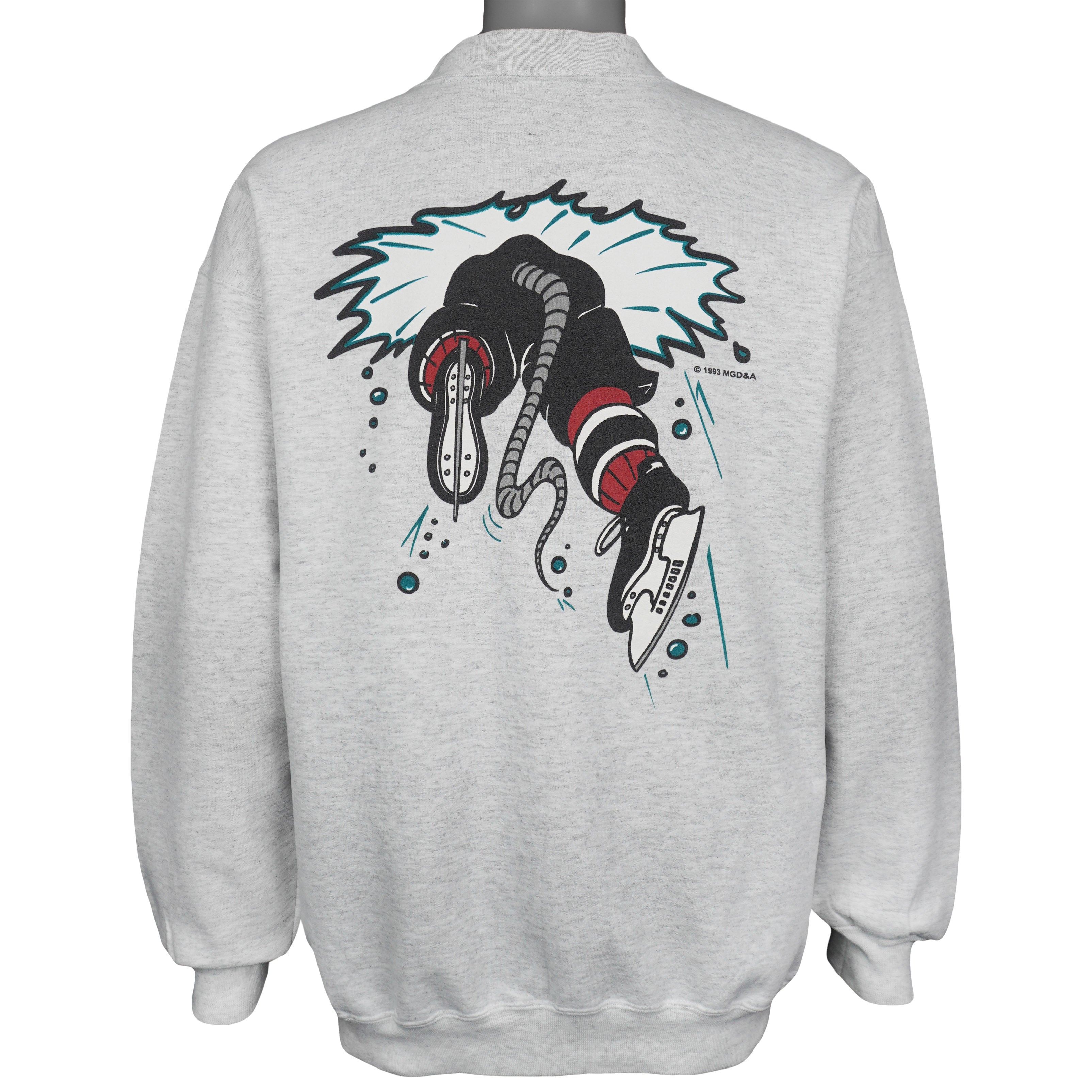 Vintage AHL - Albany River Rats Big Spell-Out Crew Neck Sweatshirt 1993 Large in gray