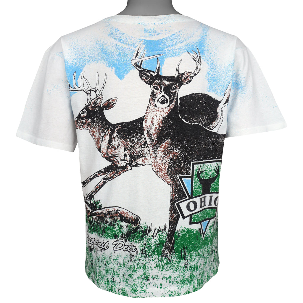 Vintage - Ohio Whitetail Deer All Over Print Graphic T-Shirt 1990s X-Large Vintage Retro