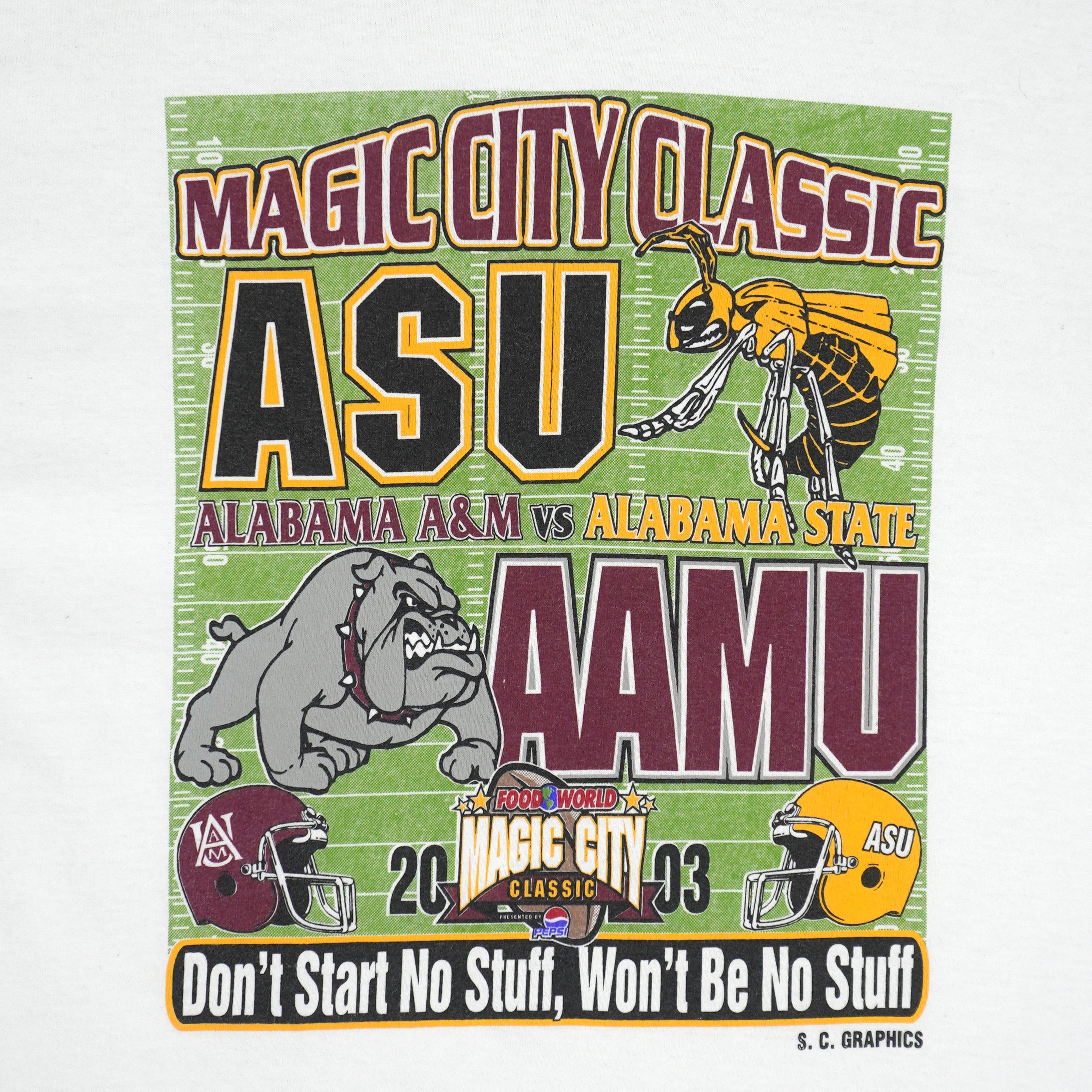 NCAA (Jerzees) - Magic City Classic ASU vs AAMU Football T-Shirt 2003 X-Large Vintage Retro