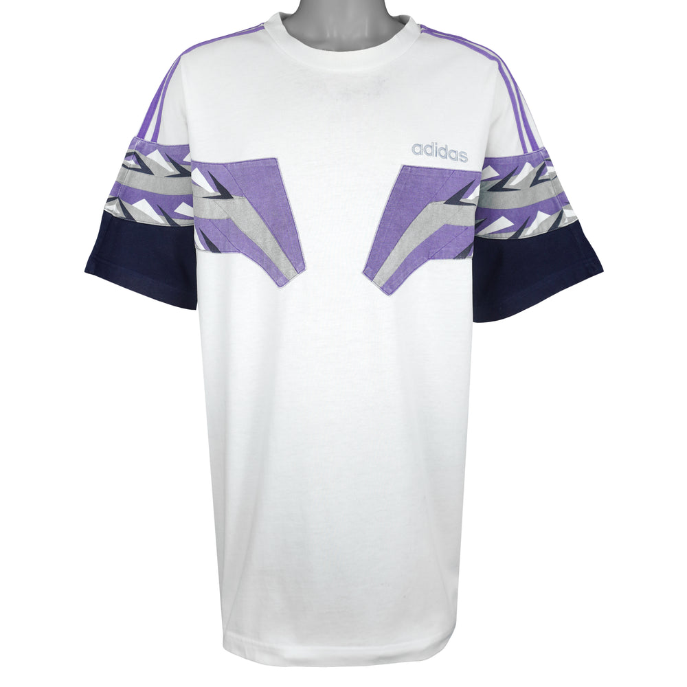 Adidas - Geometric Panel T-Shirt 1990s XX-Large Vintage Retro