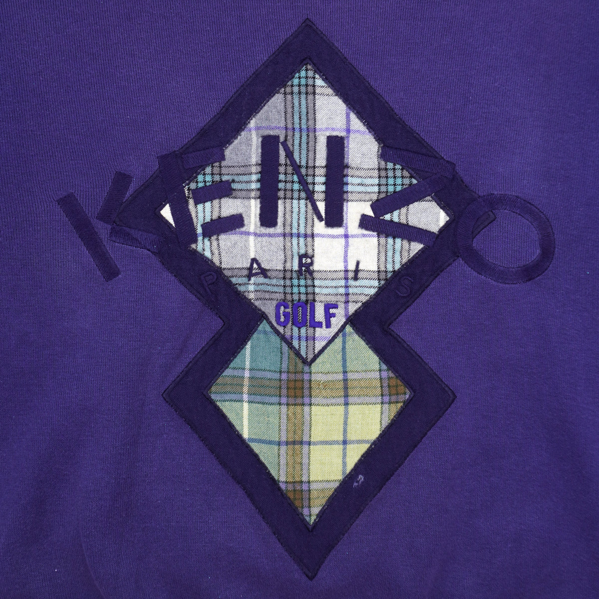 Vintage Kenzo - Kenzo Paris Golf Crew Neck Sweatshirt 1990s Large in purple and plaid