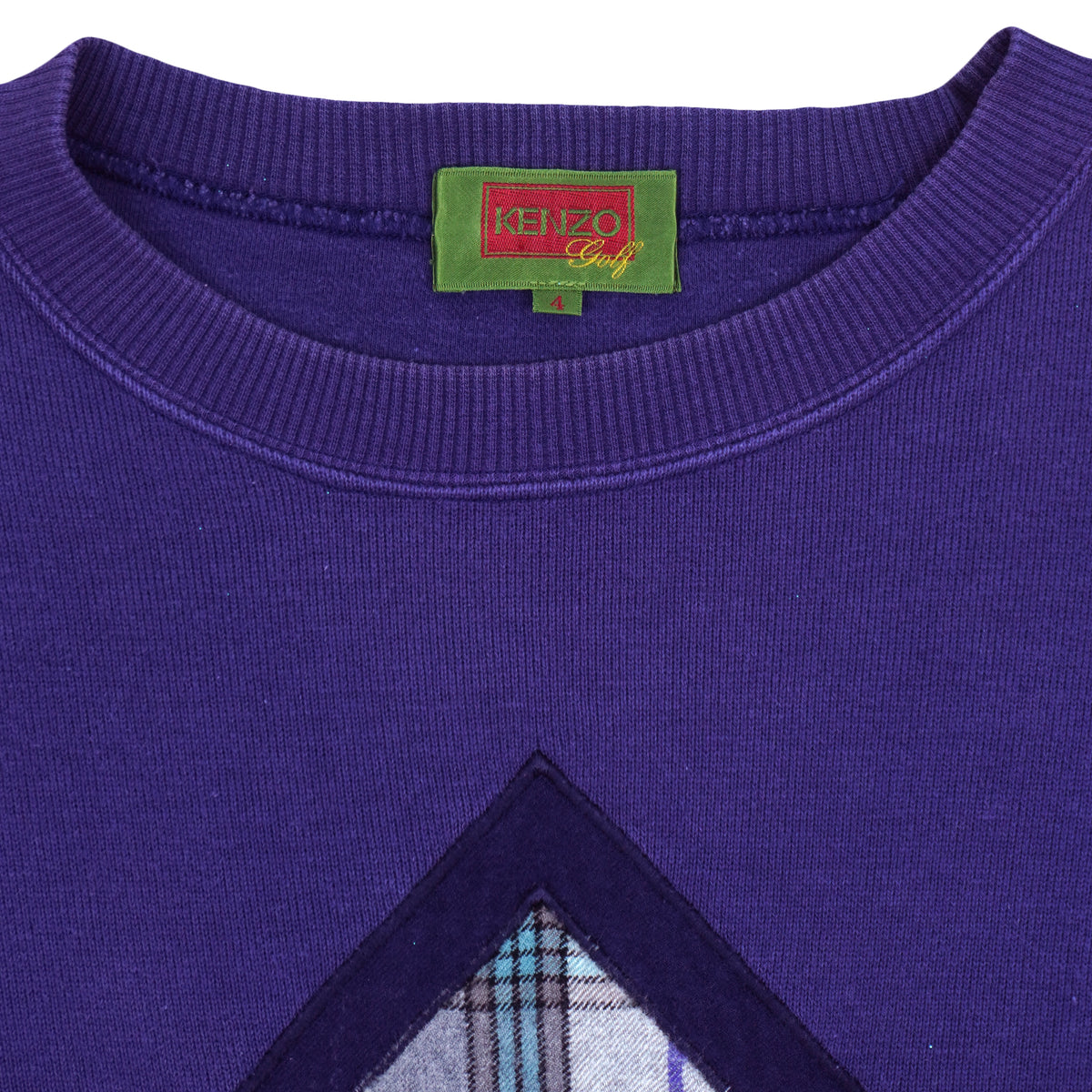 Vintage Kenzo - Kenzo Paris Golf Crew Neck Sweatshirt 1990s Large in purple and plaid