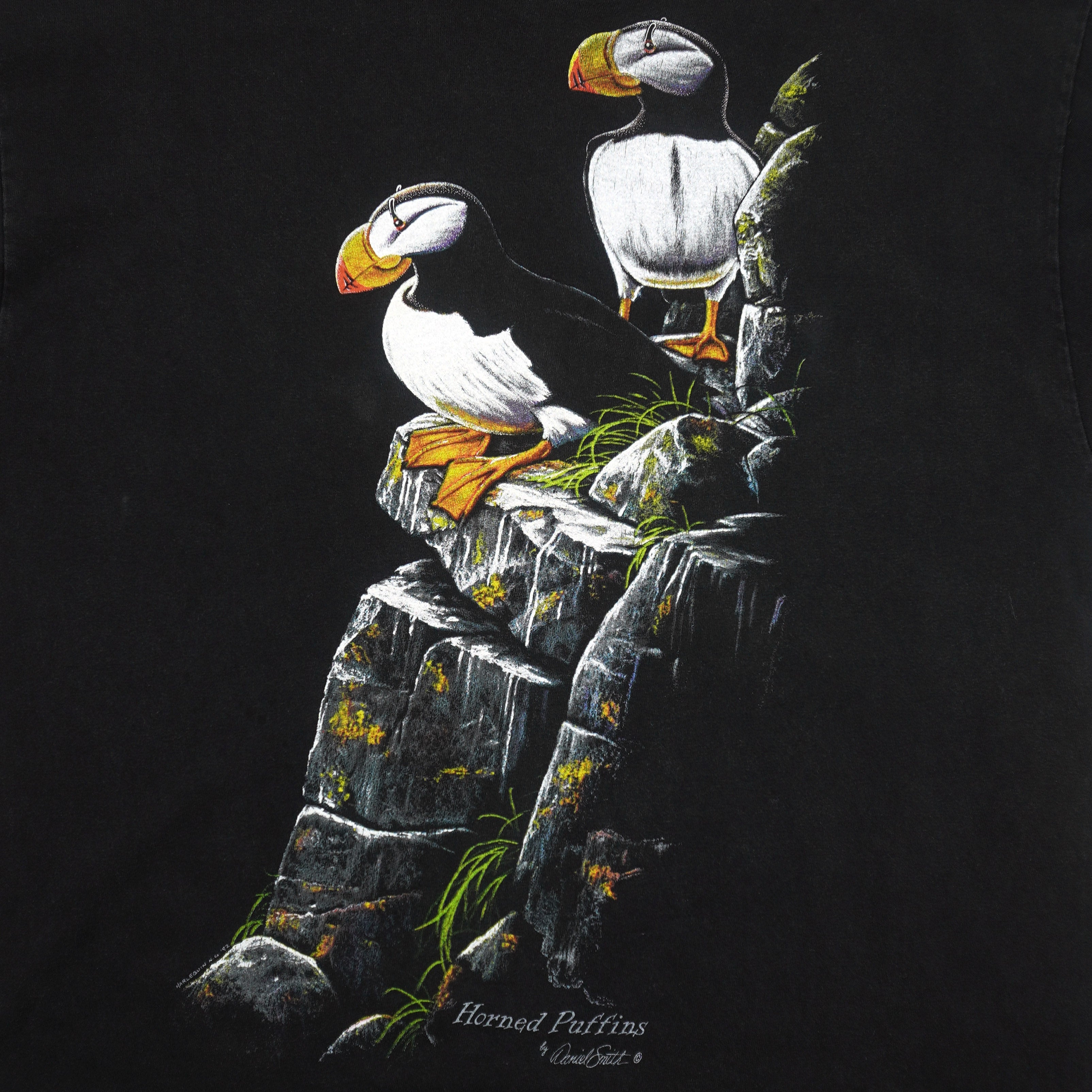 Vintage (Hanes) - Horned Puffins Wildlife T-Shirt 1990s Large Vintage Retro