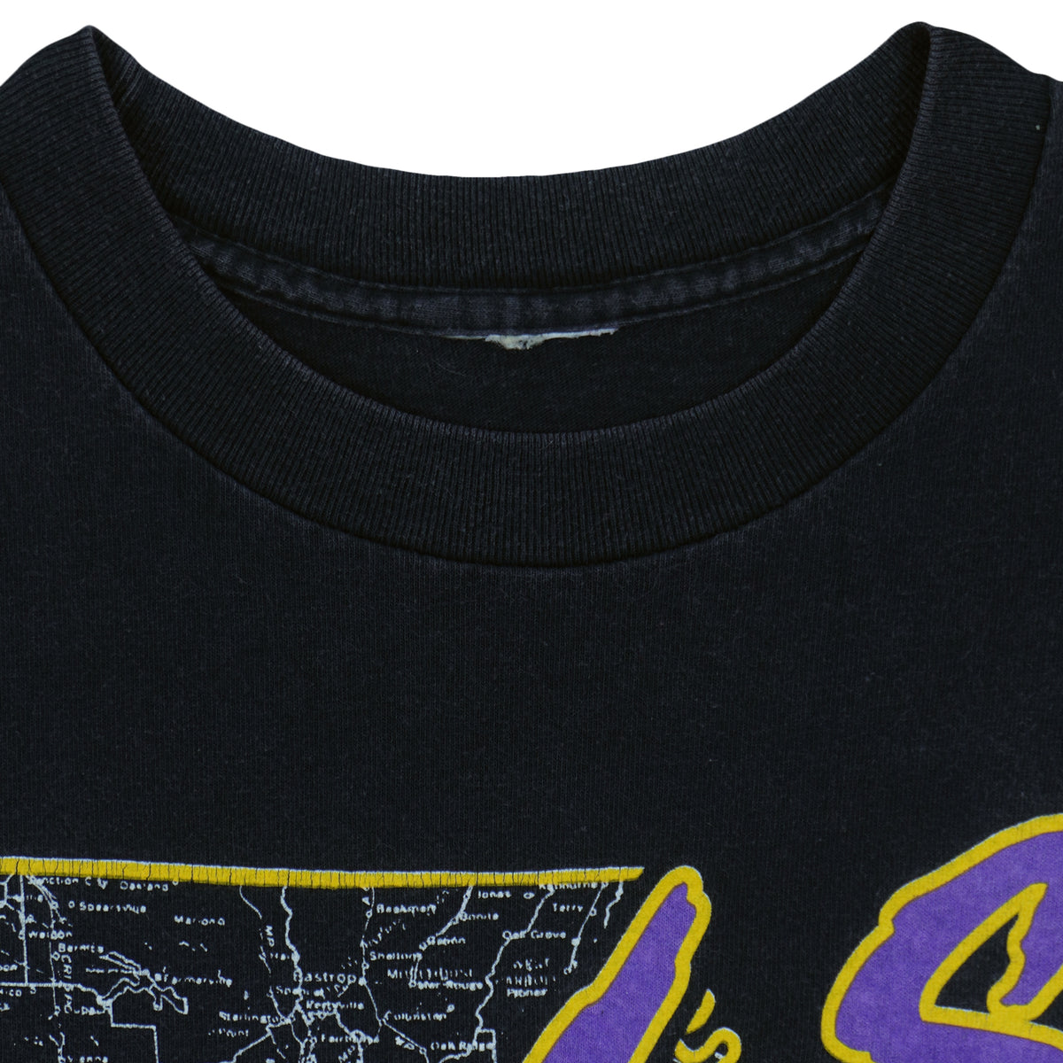 LSU Fighting Tigers black T-shirt crew-neck detail