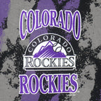 Purple and gray 1994 Salem Colorado Rockies all-over-print T-shirt