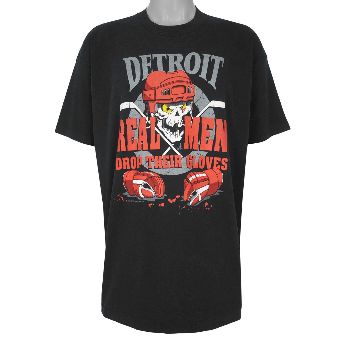 NHL (Best) - Detroit Red Wings Real Men Drop Their Gloves T-Shirt 1994 XX-Large Vintage Retro Hockey