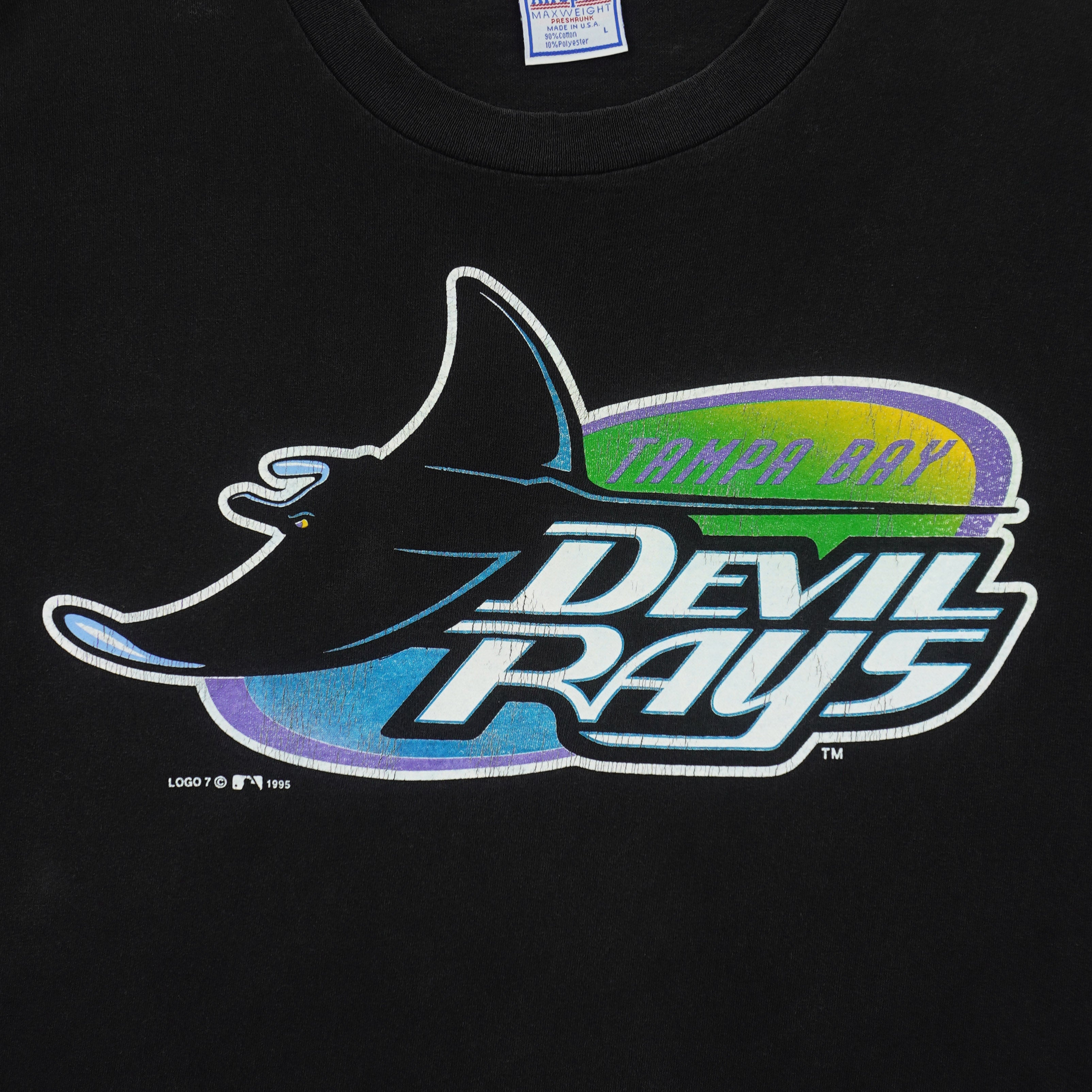 MLB (All Sport) - Tampa Bay Devil Rays T-Shirt 1995 Large Vintage Retro Baseball