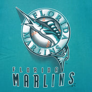 MLB (Nutmeg) - Florida Marlins Single Stitch T-Shirt 1990s Large Vintage Retro Baseball