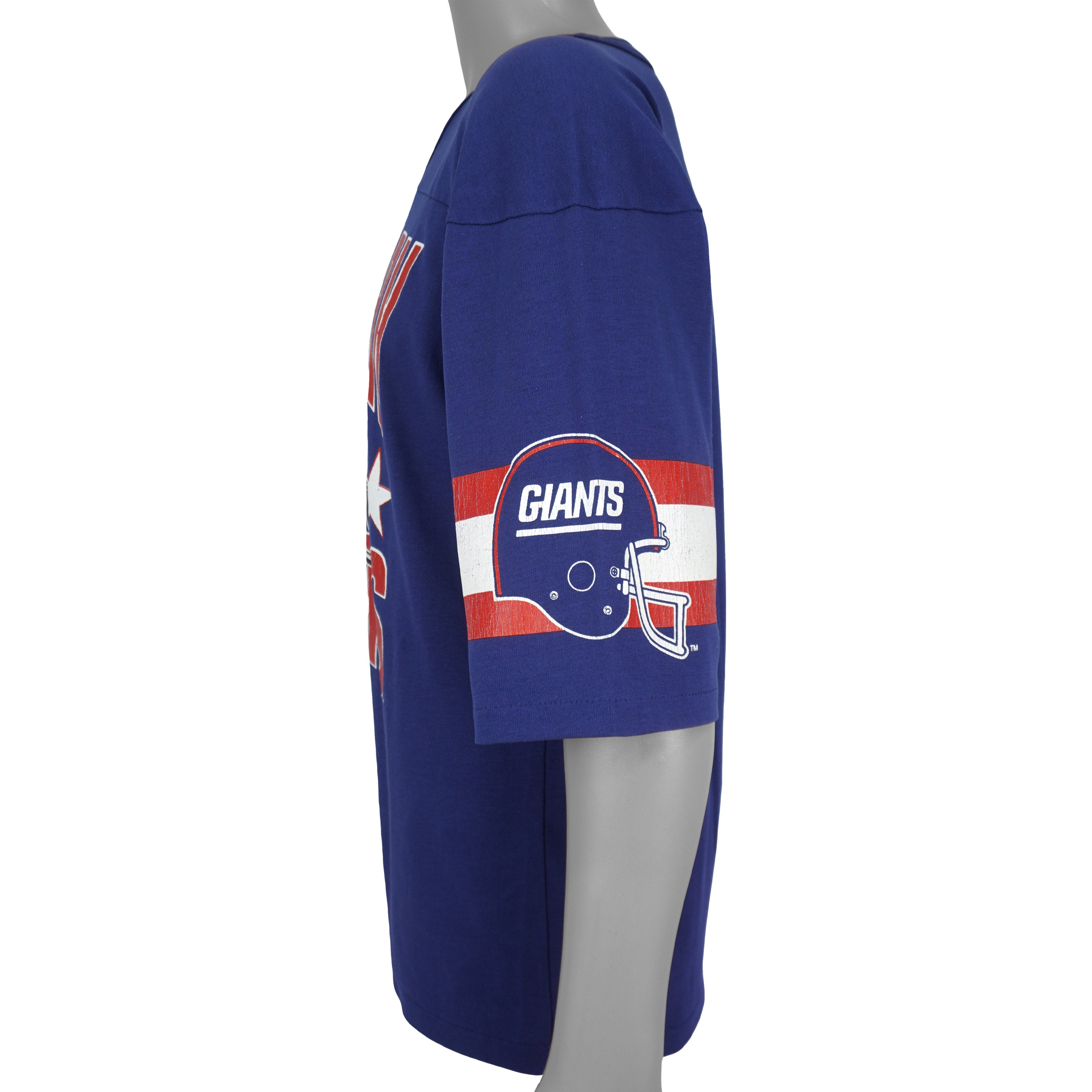 Side view of the Giants helmet printed on the sleeve