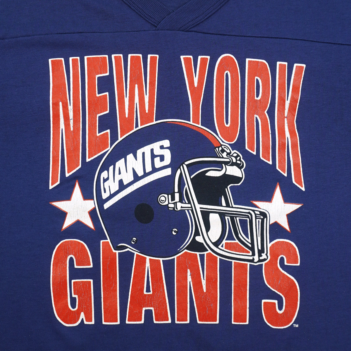 Close view of the large New York Giants front graphic