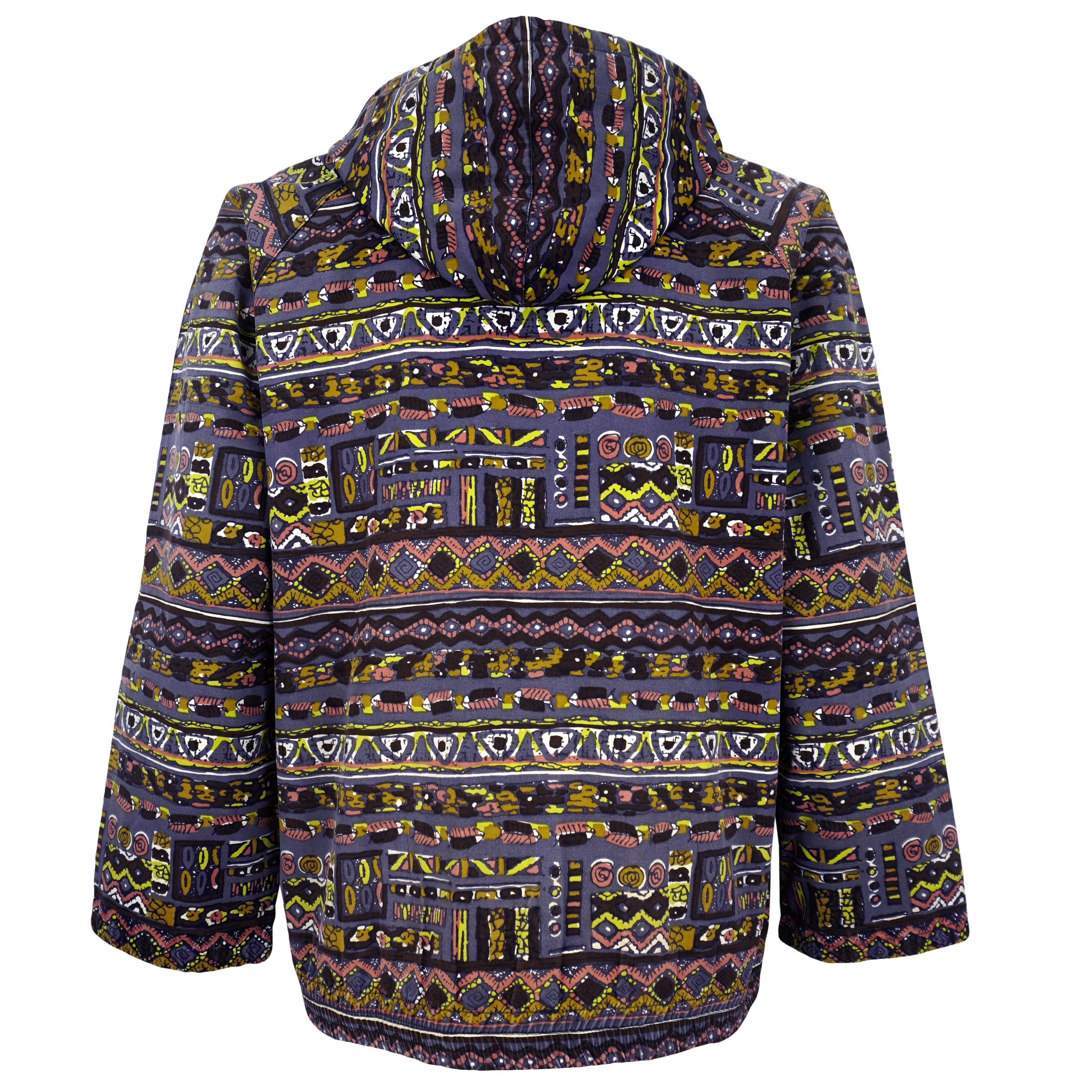 Vintage (Dude) - Abstract Tribal Pattern Hooded Jacket 1990s Large Vintage Retro