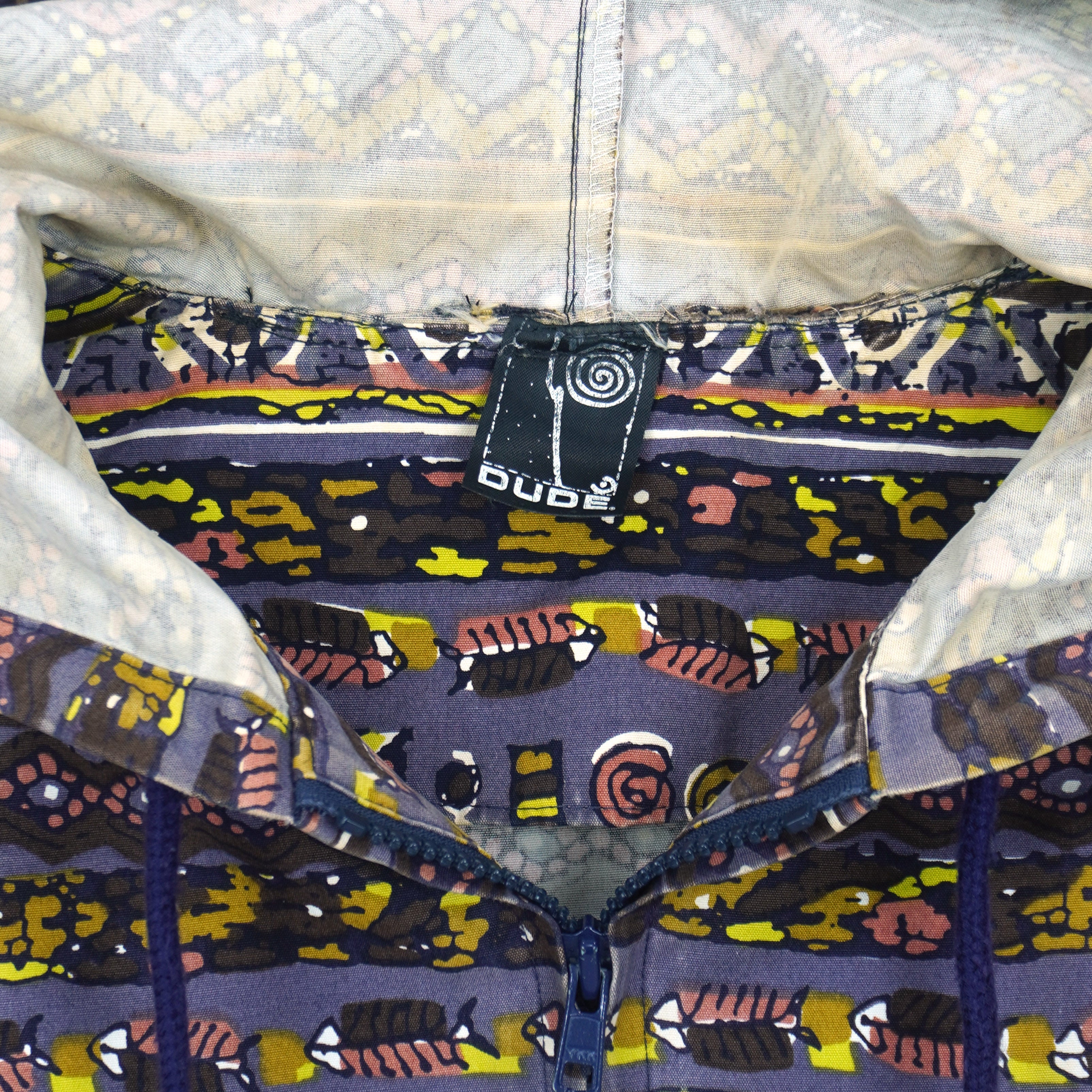 Vintage (Dude) - Abstract Tribal Pattern Hooded Jacket 1990s Large Vintage Retro