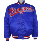 Vintage Starter (MLB) - Texas Rangers Bomber Satin Jacket 1990s Large in blue