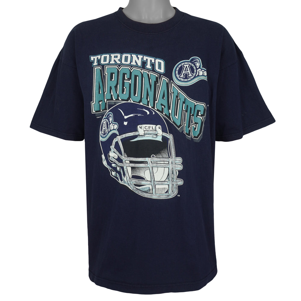 Vintage CFL (CGW) - Toronto Argonauts Helmet T-Shirt 1998 X-Large in navy and blue