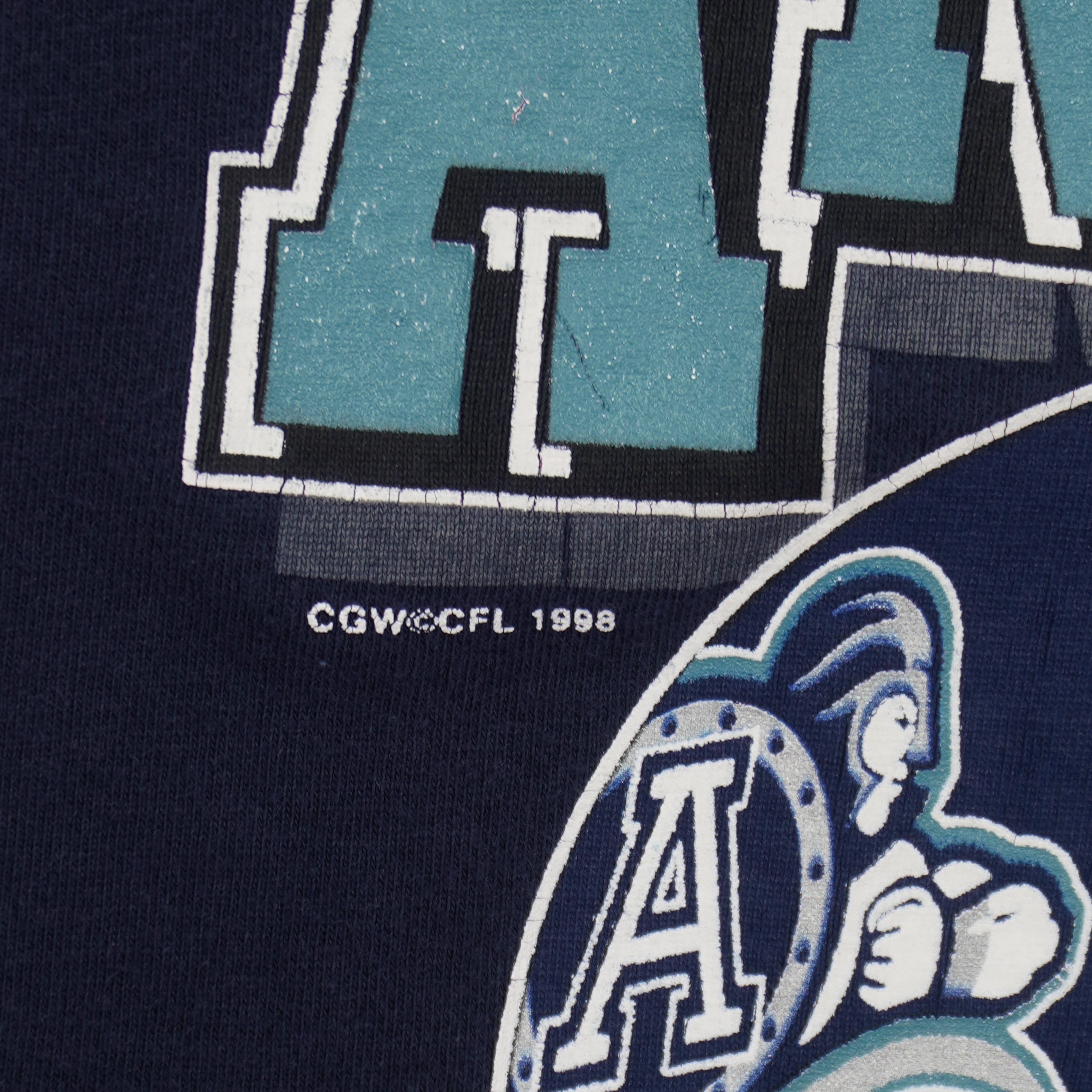Vintage CFL (CGW) - Toronto Argonauts Helmet T-Shirt 1998 X-Large in navy and blue